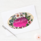 野生のバラピンク明るい赤紫色宝石の石,ありがとう 楕円形シール (封筒)