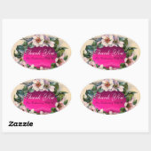 野生のバラピンク明るい赤紫色宝石の石,ありがとう 楕円形シール (シート)