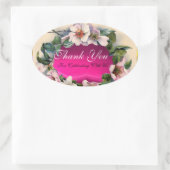 野生のバラピンク明るい赤紫色宝石の石,ありがとう 楕円形シール (バッグ)