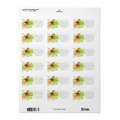 野生のバラ水彩フラワーウォンバード ラベル (フルシート)