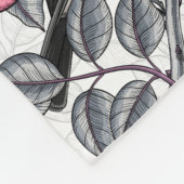 野生のバラ、ピンクとグレーの《鳥》アメリカゴガラ フリースブランケット (角)