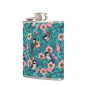 野生のバラ、ピンクと青の《鳥》アメリカゴガラ フラスク (左)