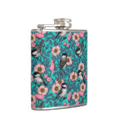 野生のバラ、ピンクと青の《鳥》アメリカゴガラ フラスク (右)