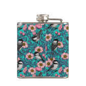 野生のバラ、ピンクと青の《鳥》アメリカゴガラ フラスク (裏面)