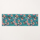 野生のバラ、ピンクと青の《鳥》アメリカゴガラ ヨガマット (正面(横))