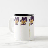 野生のパンジーの花手描き ツートーンマグカップ (正面左)