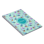 野生のパーソナライズされたエキゾチックな鳥の水の色のパターン ノートブック (右側)