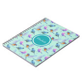 野生のパーソナライズされたエキゾチックな鳥の水の色のパターン ノートブック (左側)