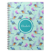 野生のパーソナライズされたエキゾチックな鳥の水の色のパターン ノートブック (正面)