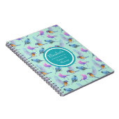 野生のパーソナライズされたエキゾチックな鳥の水の色のパターン ノートブック (右側)