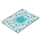 野生のパーソナライズされたエキゾチックな鳥の水の色のパターン ノートブック (左側)