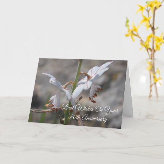 野生のパーソナライズされたユリ結婚70周年 カード (黄色い花)