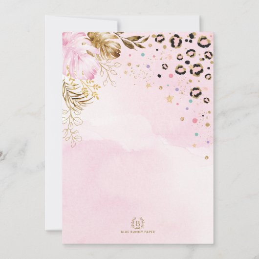 野生のパーティー動物サファリヒョウ印刷誕生日 招待状 (裏面)