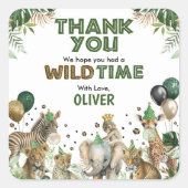 野生のパーティー動物ジャングルボーイ誕生日パーティー スクエアシール (正面)