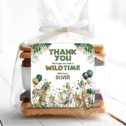 野生のパーティー動物ジャングルボーイ誕生日パーティー スクエアシール