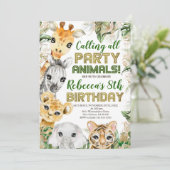 野生のパーティー動物誕生日、任意の年齢、サファリ 招待状 (スタンド正面)