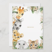 野生のパーティー動物誕生日、任意の年齢、サファリ 招待状 (裏面)