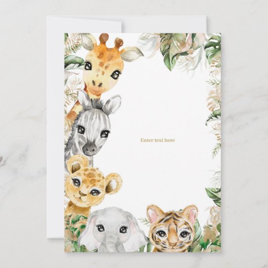 野生のパーティー動物誕生日、任意の年齢、サファリ 招待状 (裏面)