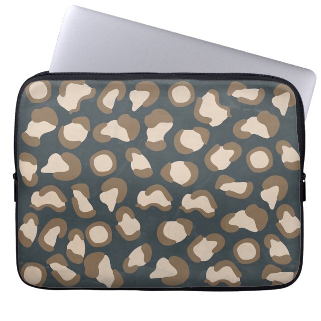 野生のヒゲ：ヴィンテージのヒョウインスパイア ラップトップスリーブ (正面)