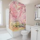 野生のヒマラヤさくらんぼ：水彩風景。 シャワーカーテン (インサイチュ)