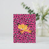 野生のヒョウのショッキングピンクのベビーシャワー招待状! 招待状 (スタンド正面)