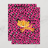 野生のヒョウのショッキングピンクのベビーシャワー招待状! 招待状 (正面/裏面)