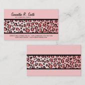 野生のヒョウのプリントのストライプのピンクの名刺 名刺 (正面/裏面)