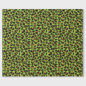 野生のヒョウ印刷誕生日ギフトグリーンシームレス ラッピングペーパー (フラット)