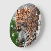 野生のヒョウ ラージ壁時計 (傾斜)