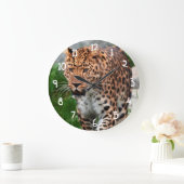 野生のヒョウ ラージ壁時計 (ホーム)