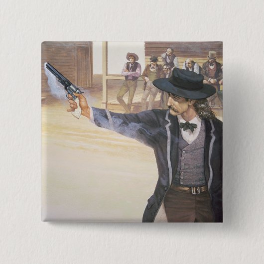 「野生のビル」はHickok (1837-76年)彼の印を示します 缶バッジ (正面)