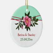 野生のピンクのバラ結婚のフローラのミント緑の記念 セラミックオーナメント (右)