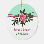 野生のピンクのバラ結婚のフローラのミント緑の記念 セラミックオーナメント (左)