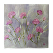 野生のピンク色の花 タイル (正面)