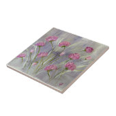 野生のピンク色の花 タイル (側面)