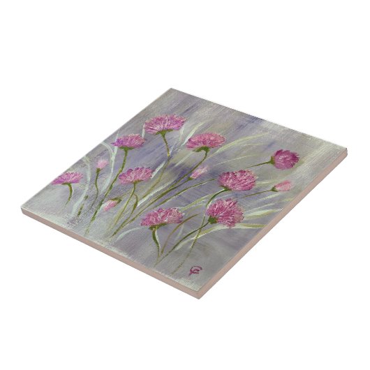 野生のピンク色の花 タイル (側面)