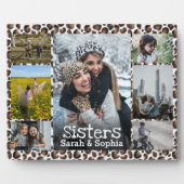 野生のフェイクヒョウの毛皮の姉妹フォトコラージュ フォトプラーク (正面)