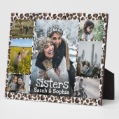 野生のフェイクヒョウの毛皮の姉妹フォトコラージュ フォトプラーク (側面)