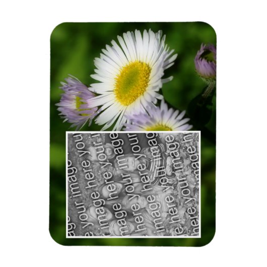 野生のフラバーンデイジーフラワーフレームあなたの写真を追加 マグネット (縦)