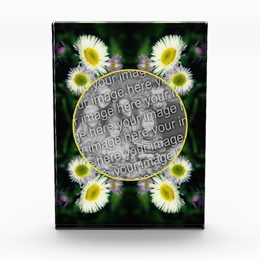 野生のフラバーンデイジーフラワーフレームを追加 フォトブロック (正面)