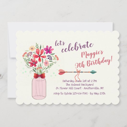 野生のフラワーアレンジメント 招待状 (正面)