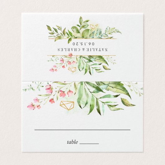 野生のフローラの結婚緑の葉のテーブルプレイス (外部フラット)