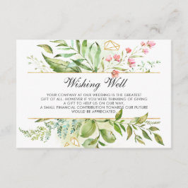 野生のフローラの結婚緑の葉の願い エンクロージャーカード