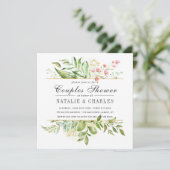 野生のフローラの緑の結婚葉のカップルのシャワー 招待状 (スタンド正面)