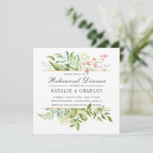 野生のフローラの緑の結婚葉のリハーサルディナー 招待状 (スタンド正面)