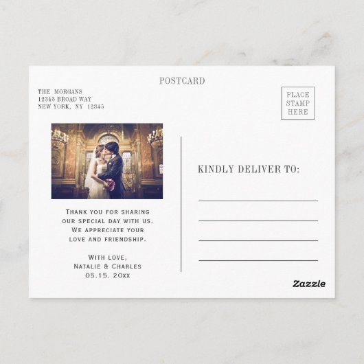 野生のフローラの緑の結婚葉の写真ありがとう ポストカード (裏面)