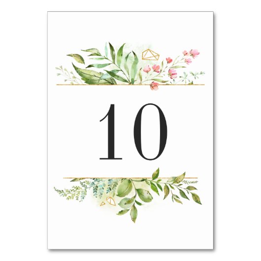 野生のフローラの緑の葉の水の色のテーブル番号 テーブルナンバー (裏面)