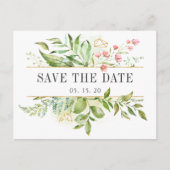 野生のフローラの緑の葉の水の色の保存日付 案内ポストカード (正面)