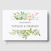 野生のフローラの緑の葉の水の色結婚の ゲストブック (正面)