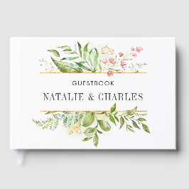 野生のフローラの緑の葉の水の色結婚の ゲストブック